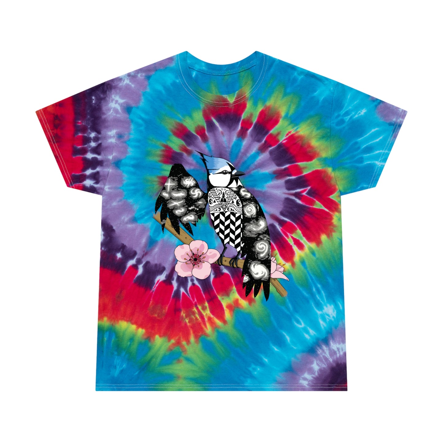 Astral Spiral Tie-Dye Blue Jay Tee 🕊️