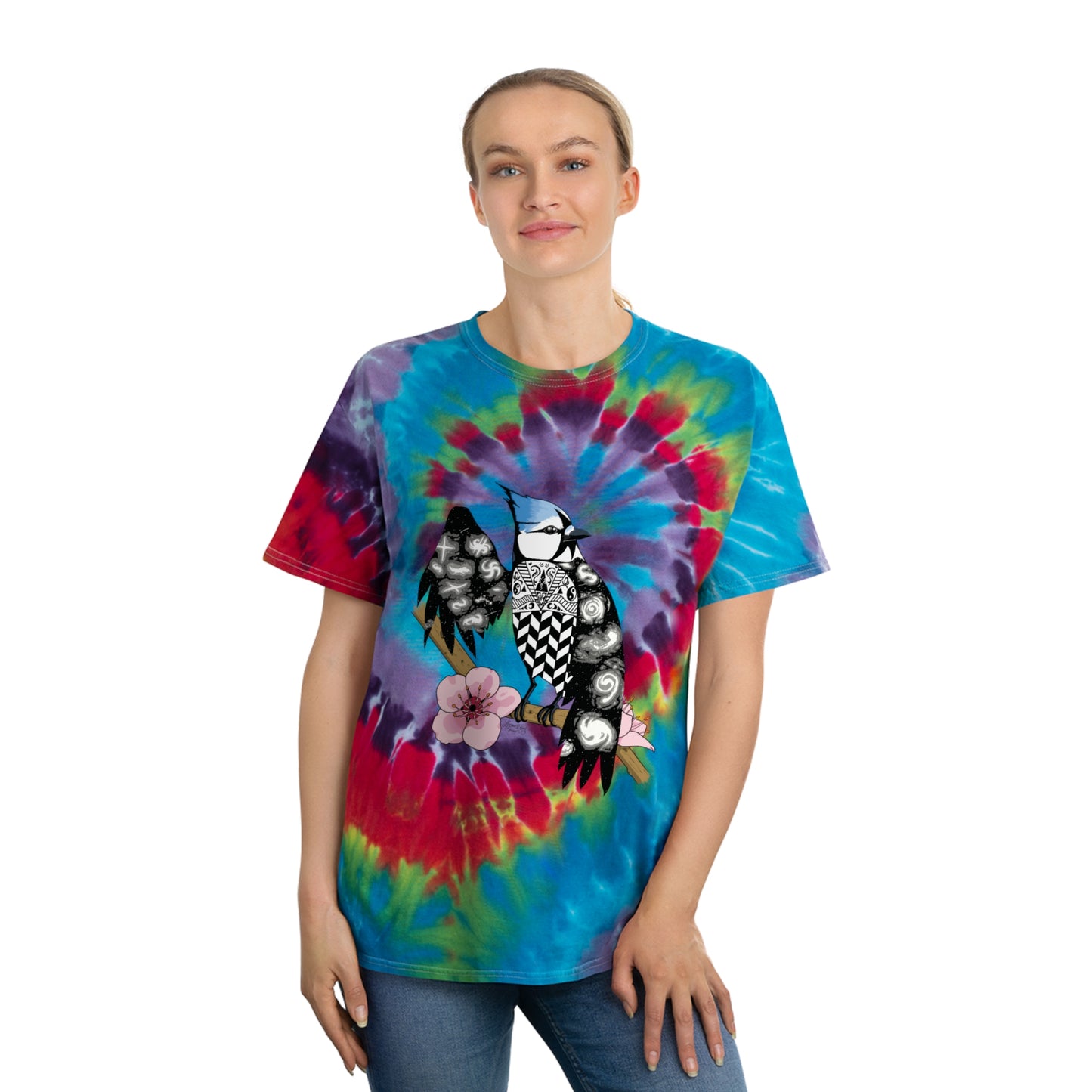 Astral Spiral Tie-Dye Blue Jay Tee 🕊️